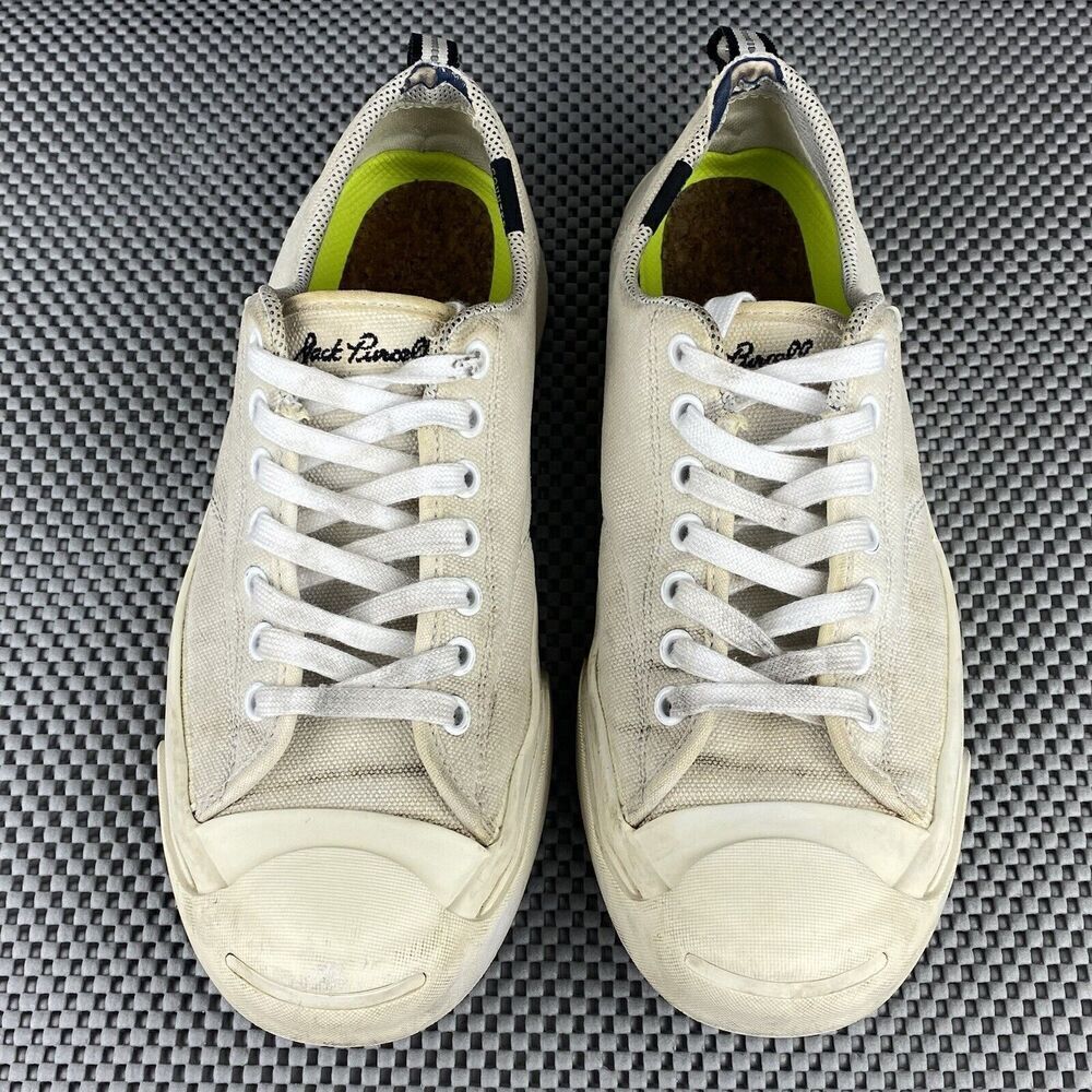 Converse Jack Purcell Shoes Mens 7 Womens 8.5 White Lace Up Low Top Sneakers - Picture 6 of 10